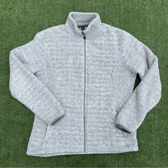 Eddie Bauer Womens Fleece Jacket Outerwear Casual Full Zip Gray Large Preowned - Picture 1 of 5